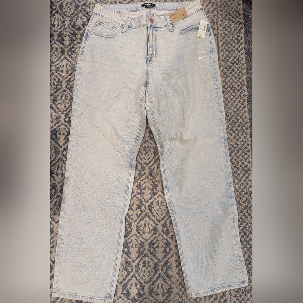 Edgely brand Light Blue Women's Jeans With Rhinestone Details Size 14W